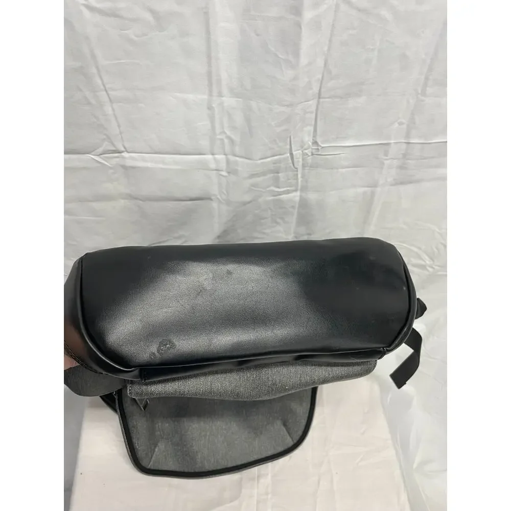 Calvin Klein Backpack Charcoal Gray Textured Body Black Leather Accents